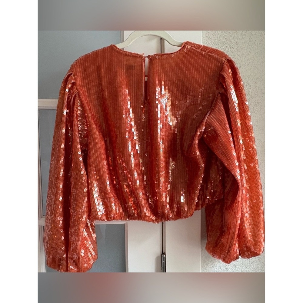 J. Crew - Women's Bubble-sleeve Sequin Top Lined - Size Small - Clay Sand - NWOT - Picture 4 of 8